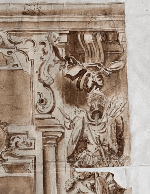 Original Antique Drawing Architecture, Sculpture, Art, Doors 18th century image 5