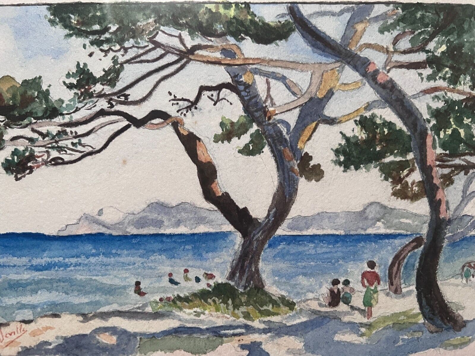 Antique Painting Original 20th century Maritime Landscape signed, Seascape