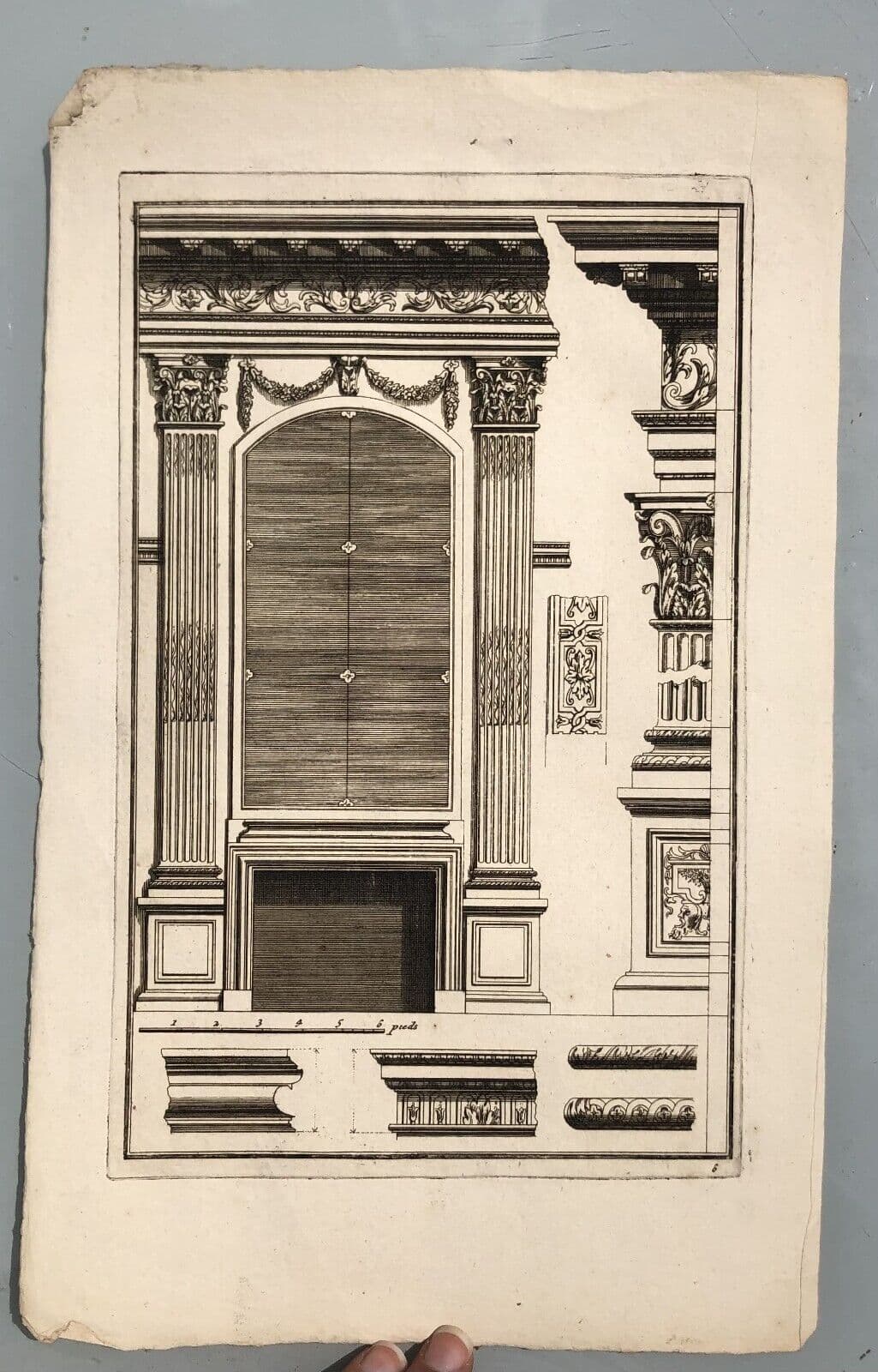 Antique Original Etching Jean LEPAUTRE (1618-1682) Fireplace, Architecture x7 image 6