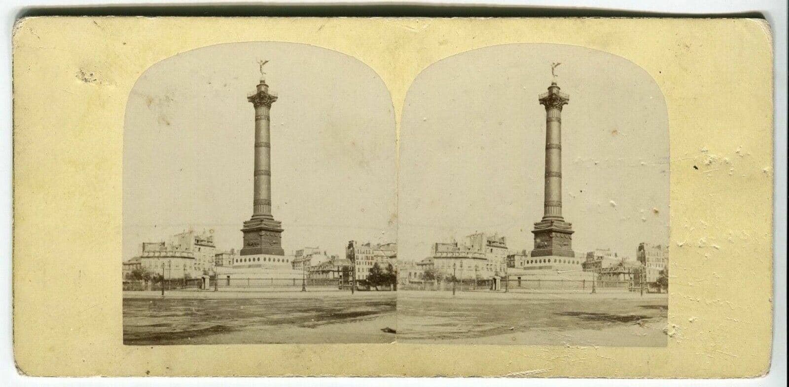 Vintage Stereoview - July Colonne, Place Bastille Paris Albumen c. 1860