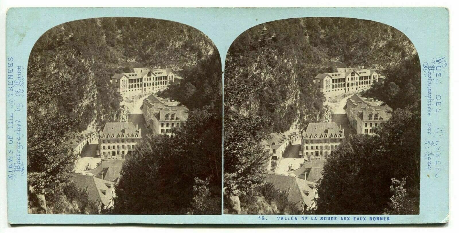 Vintage Stereoview A.LAMY - Vallon de la Soude aux Eaux-Bonnes PYRENEES c. 1870