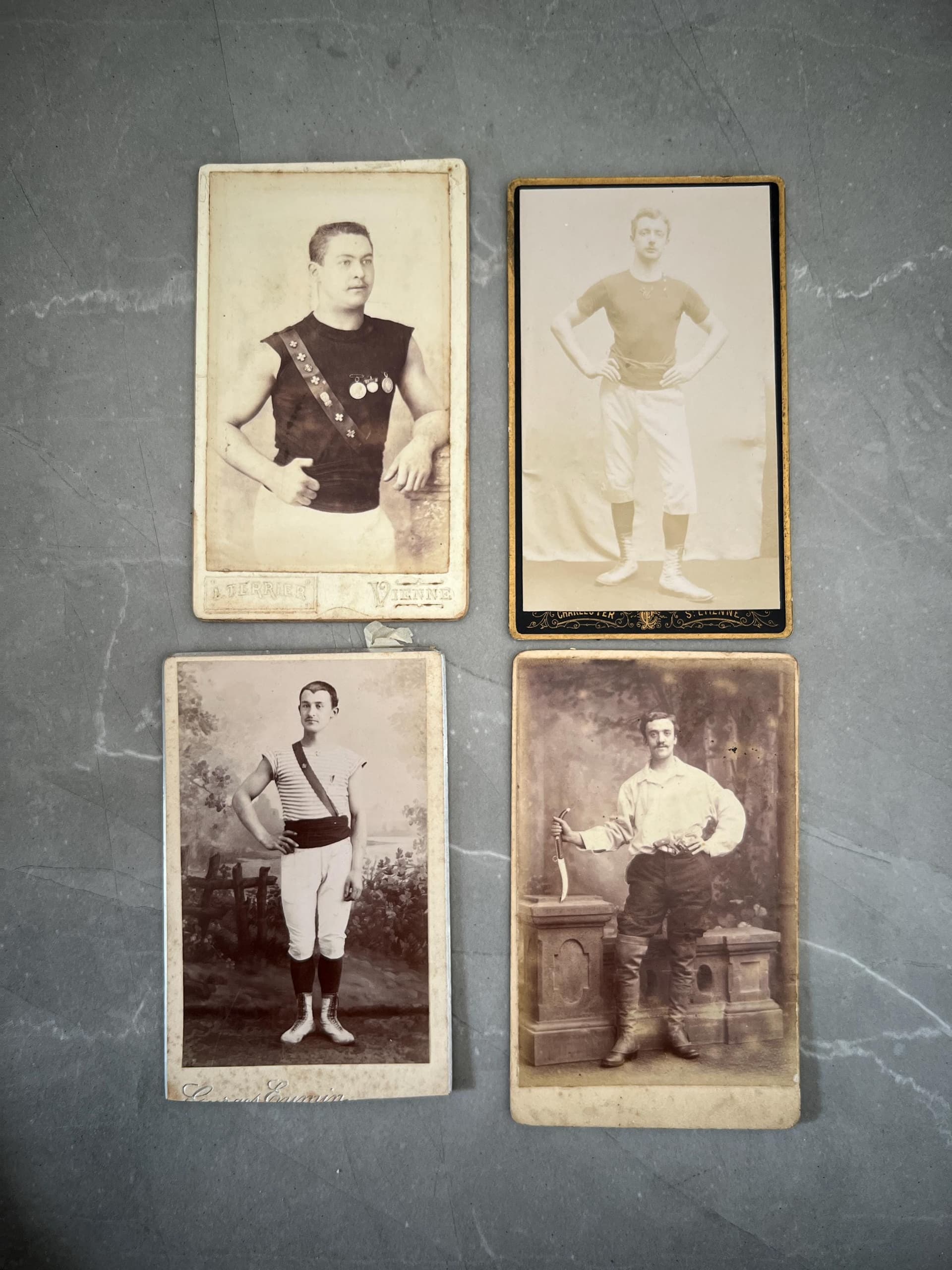 Set of 4 Antique CDV Sportsmen Photos - 19th Century Athletes