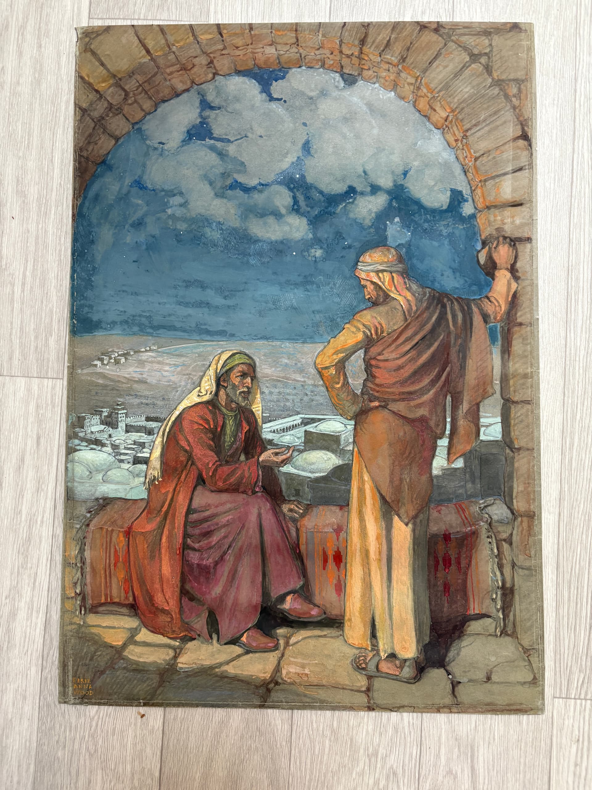 Elsie Anna WOOD (1887-?) Painting Religious Christ, Jericho
