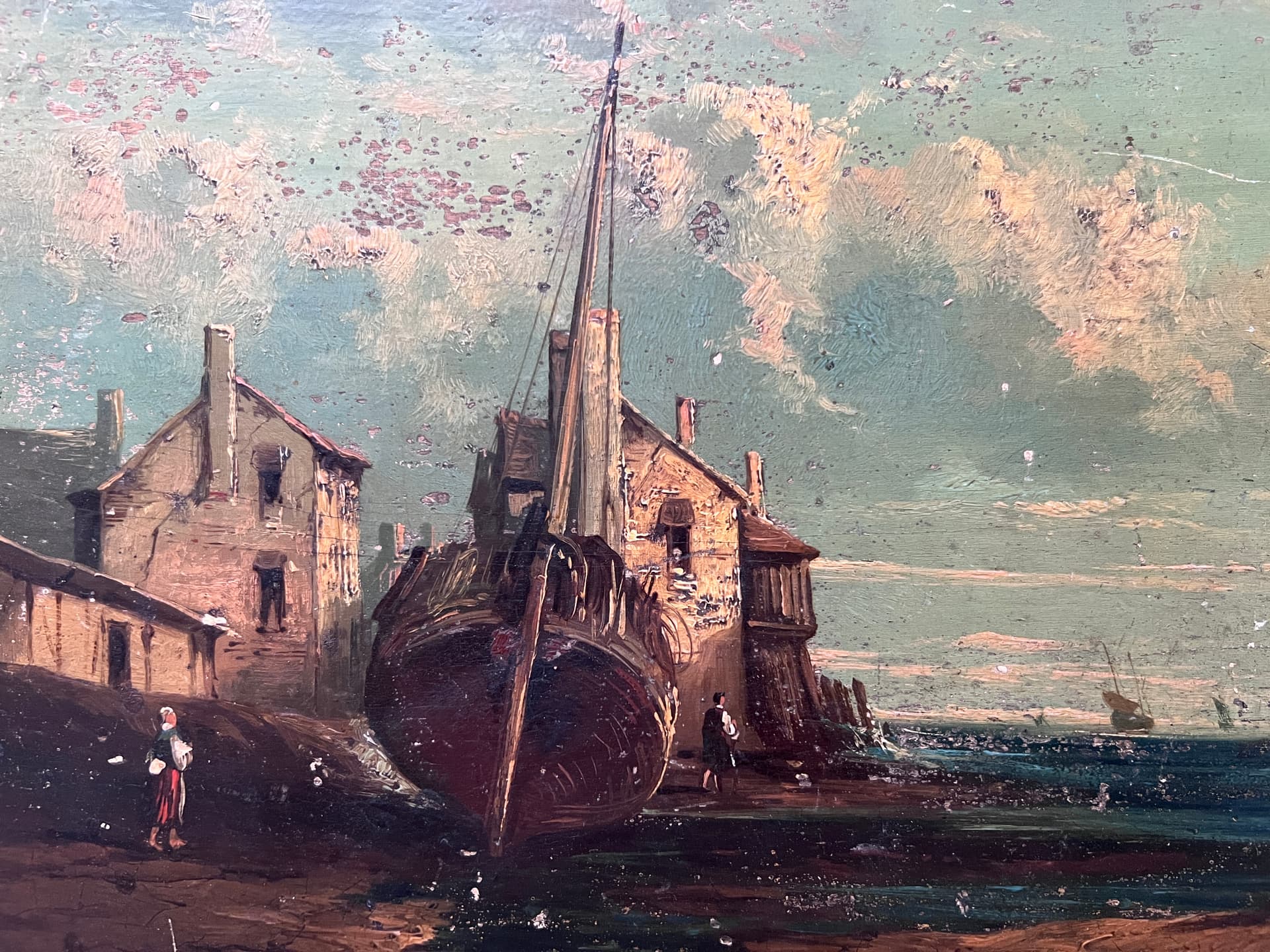 Painting Moored Boats by Eugène PENOT (1854-?)
