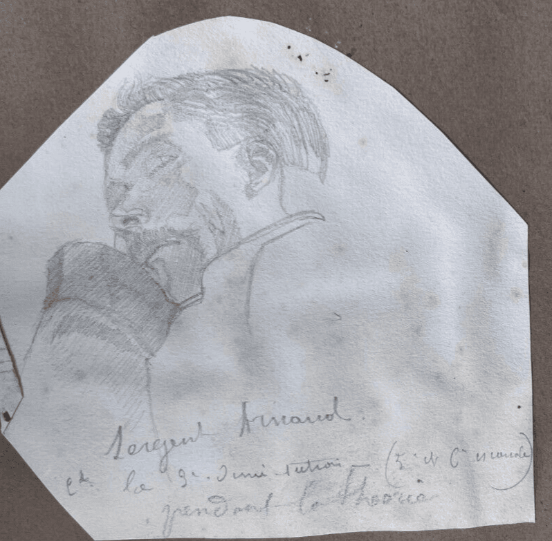 Antique Original Drawing Man, Putti, Angel Portrait 19th century