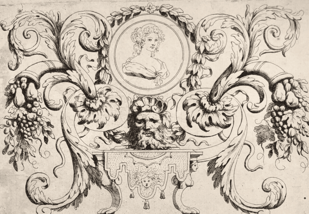 Vintage Etching Original Architecture, Portrait, Woman, Sculpture 18th century