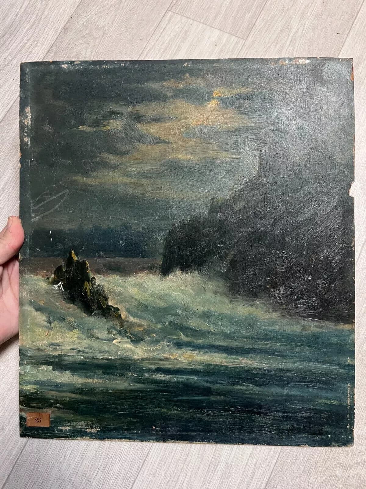 Antique Original Painting Seaview Landscape, Seascape signed image 6