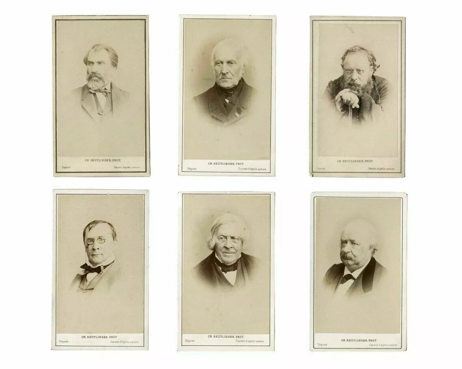 CDV Photographs Charles REUTLINGER Journalist, Politics, Writer Vintage x6