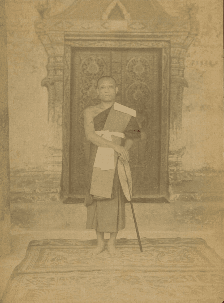 Vintage Original Photograph Monk Posing Near a Temple Indochina Asian Art