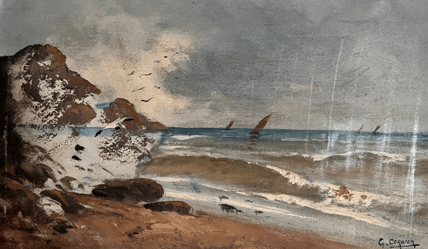 Antique Painting Original signed Maritime Seascape Gaston CORBIER (1869-1945)