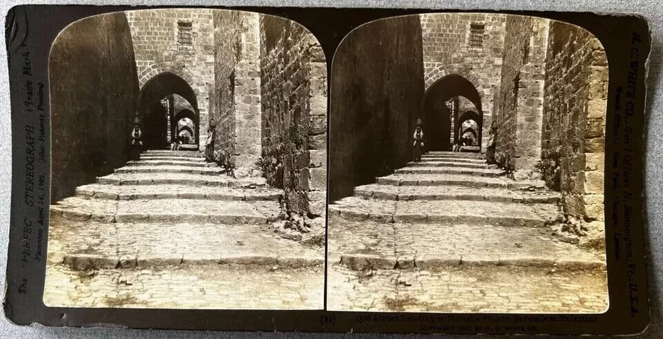 Stereoview Albumen vintage Street, Herod Palace, Jerusalem image 8