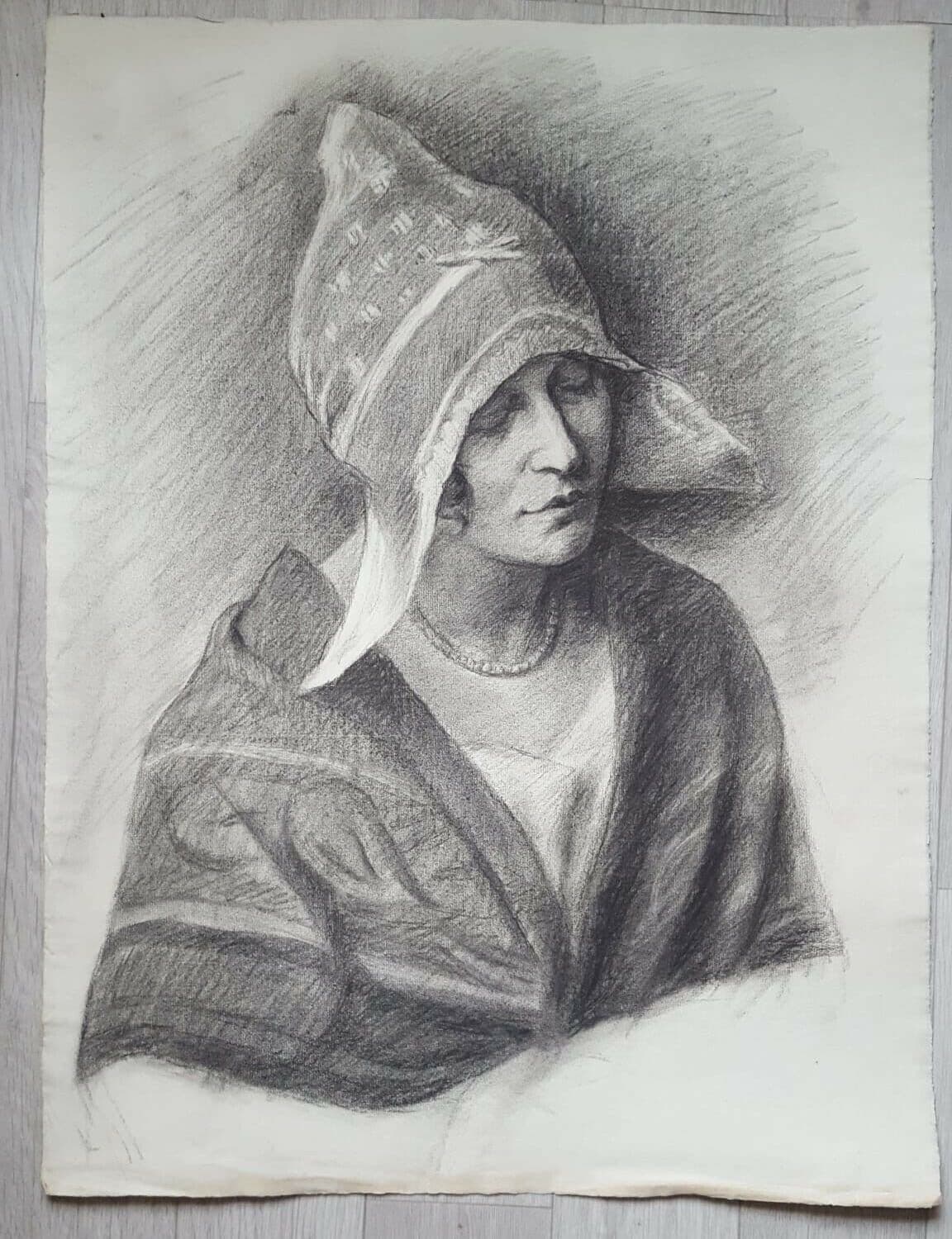 Drawing Woman Portrait with Hat c. 1910 image 1