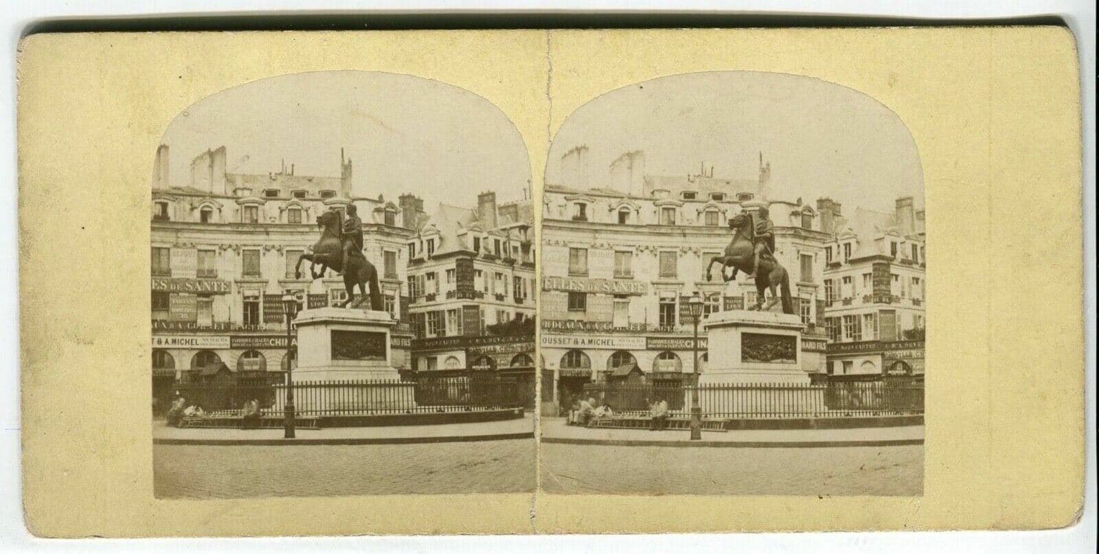 Vintage Stereoview Photograph Place Victoires - Lecocq-Frêné - Albumen 1860
