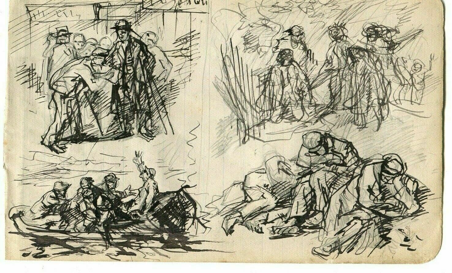 Drawing Boat, Sketch Figures