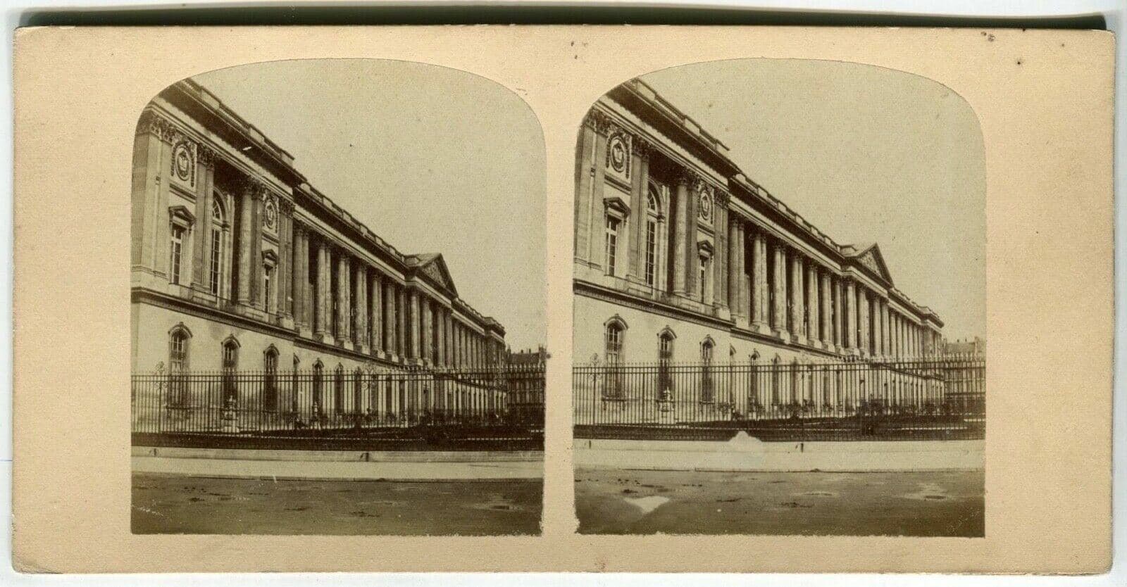 Vintage Stereoview Carrousel Louvre, Paris - Lecocq-Frêné - Albumen c. 1860