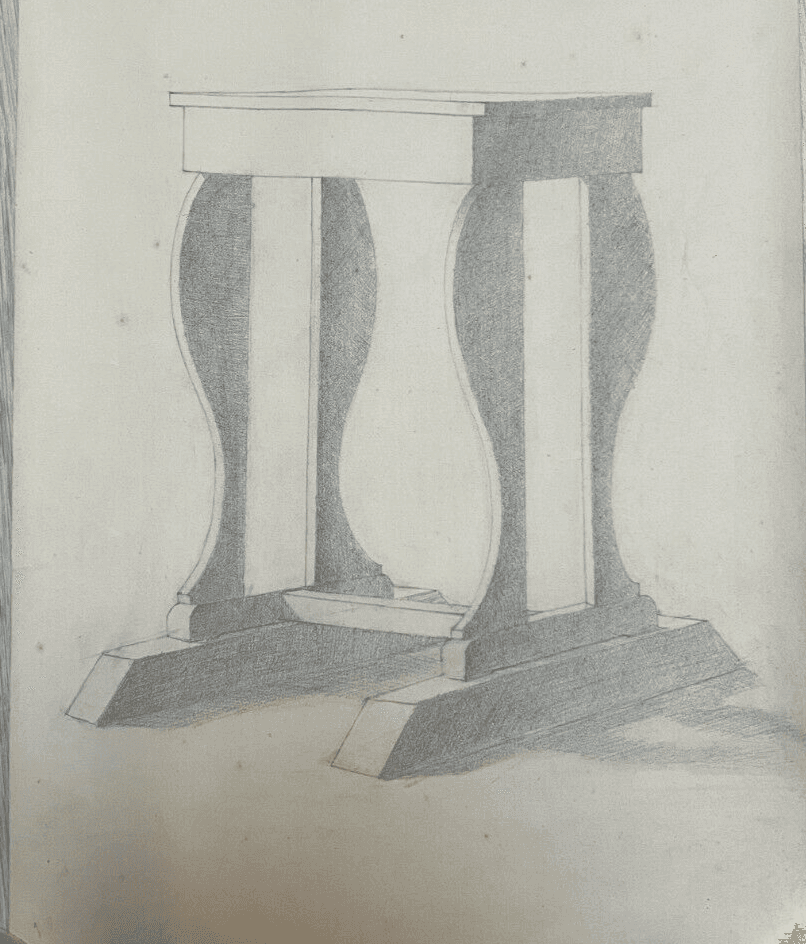 Antique Architecture Original Drawing Architecture, Desk, Sketch image 1