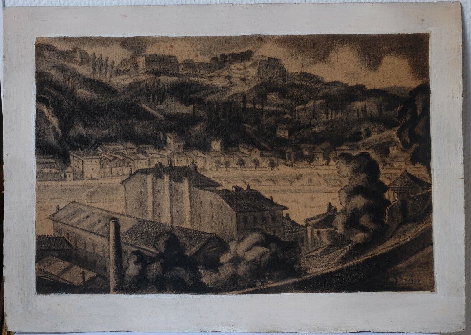 Drawing by Augustin SOUCHON (1841-1915) Cityview