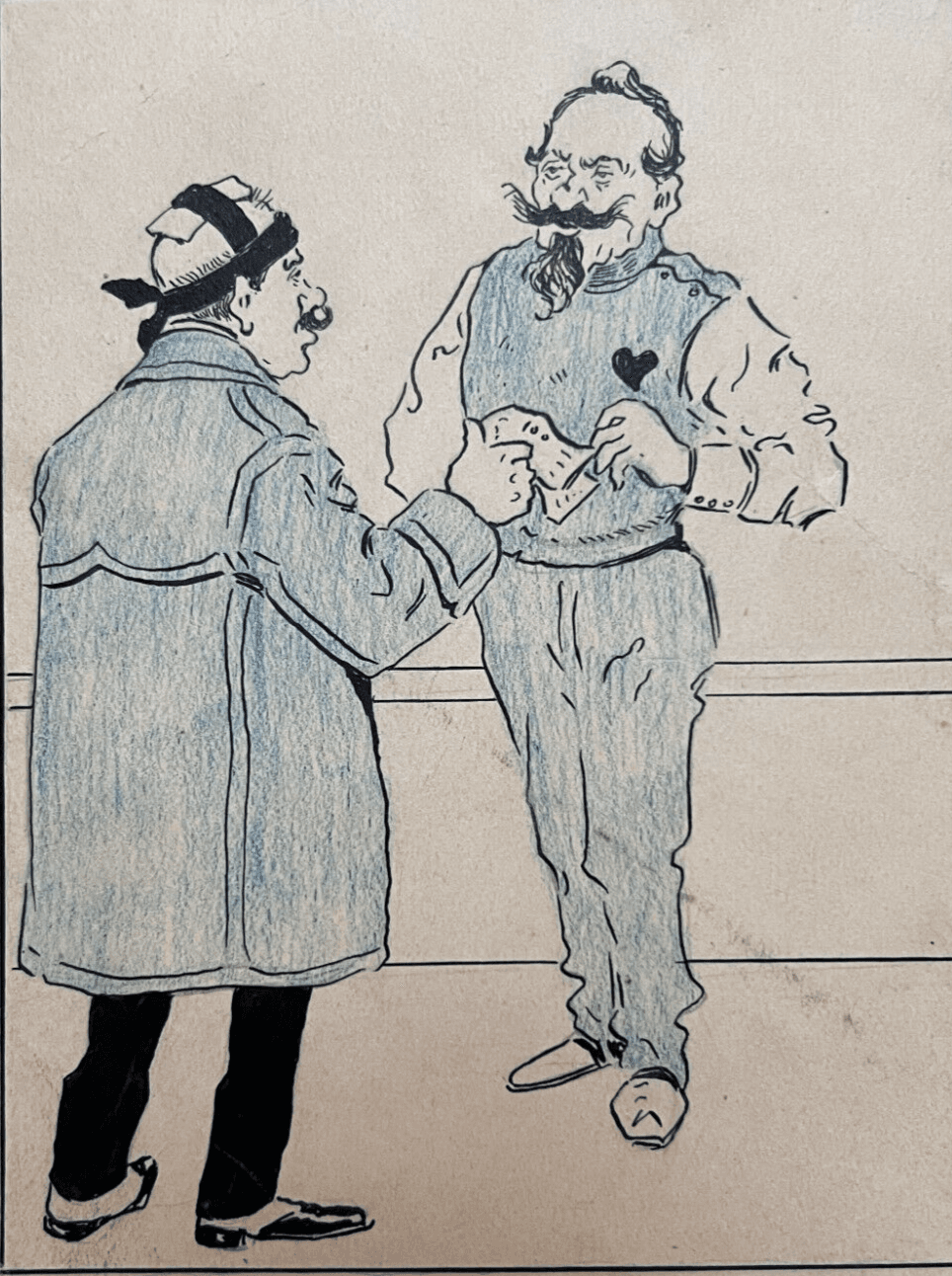 Vintage Ink Original Drawing Ernest B. Lem THELEM (1869-1930) Cartoon, Men