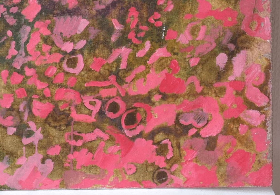 Antique Original Painting Pink Abstraction 1973 Organismes Microscopique image 6