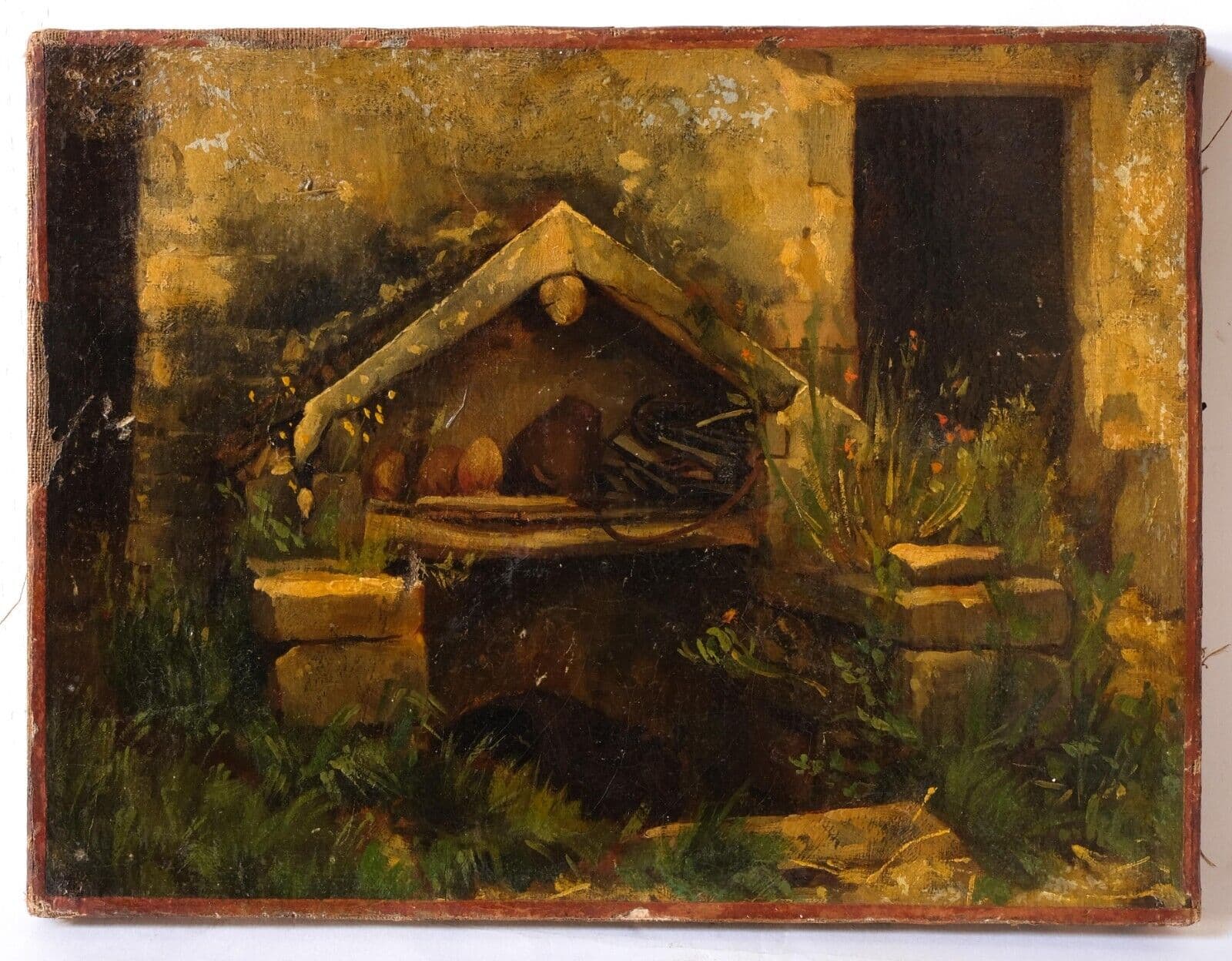 Painting FirePlace, House, Garden
