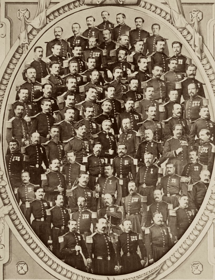 Vintage Photographs Auguste LARESCHE (XIX) Mosaique d'officiers Français c. 1880