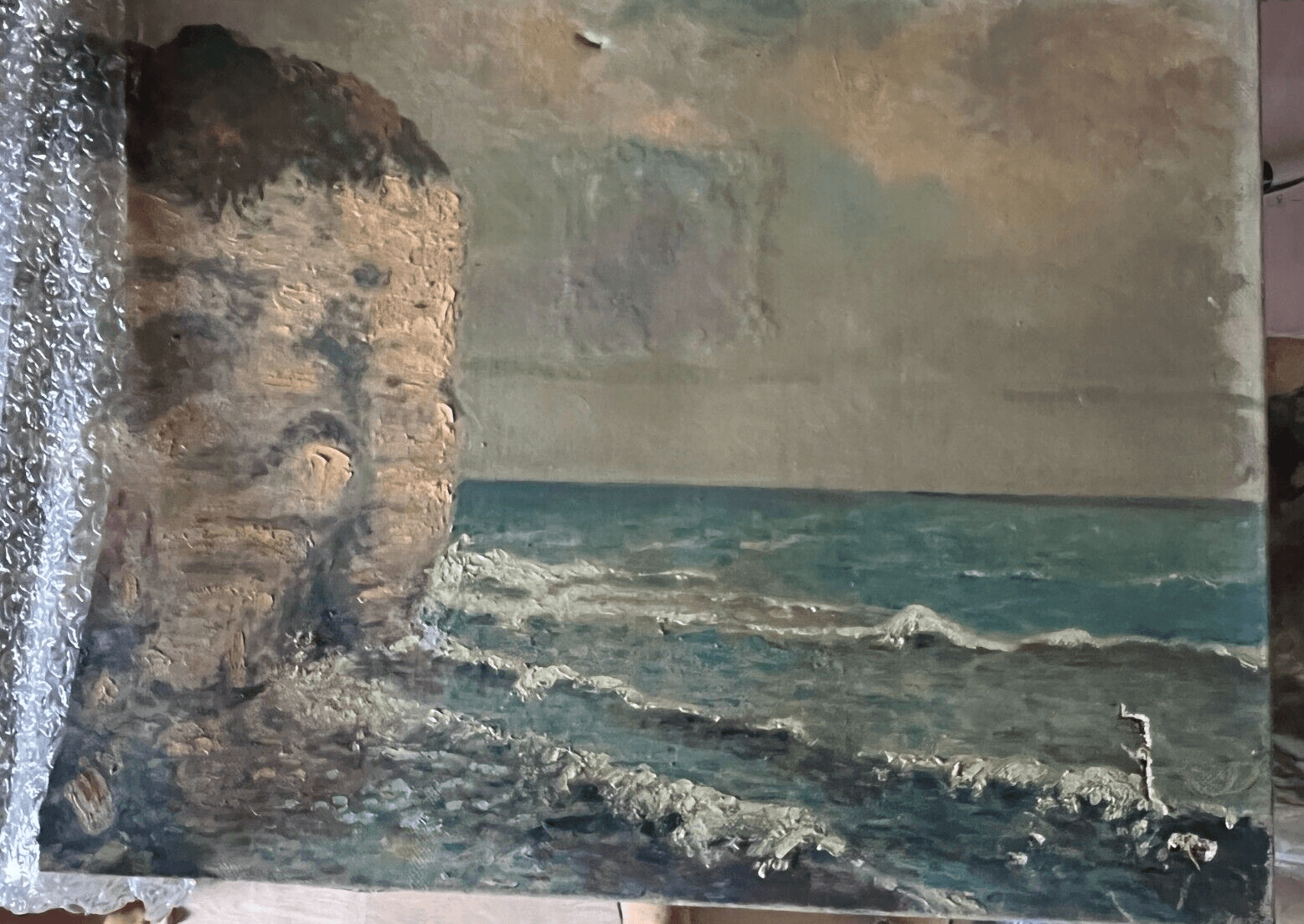 Antique Original Painting French School XX Century Seaview Landscape image 6