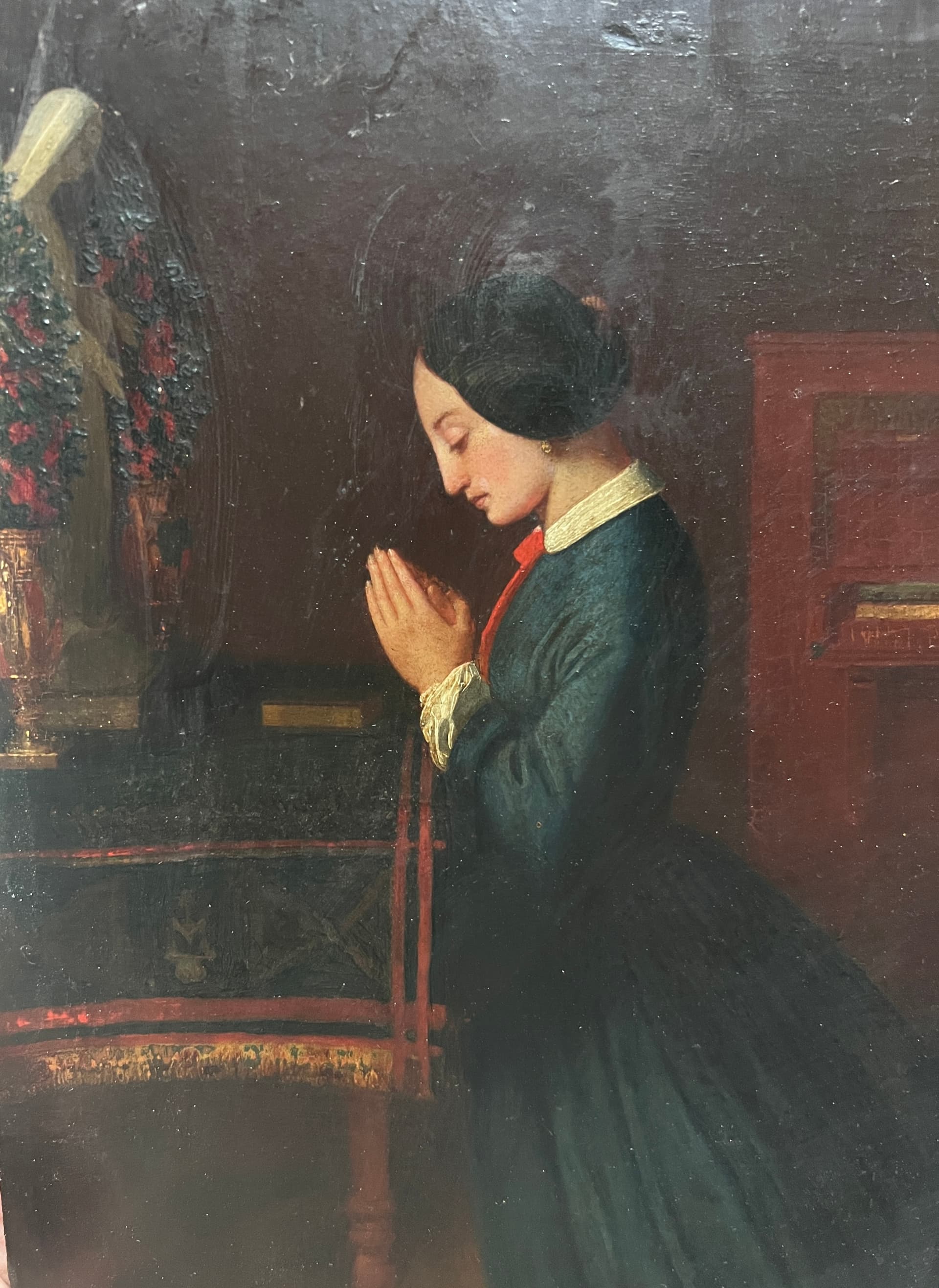 Painting by Gabriel CYPRIEN (XIX) Woman Praying Portrait