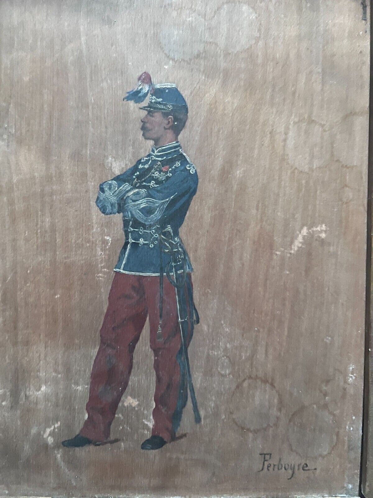 Antique Original Paul PERBOYRE (1851-1929) Military Man Painting