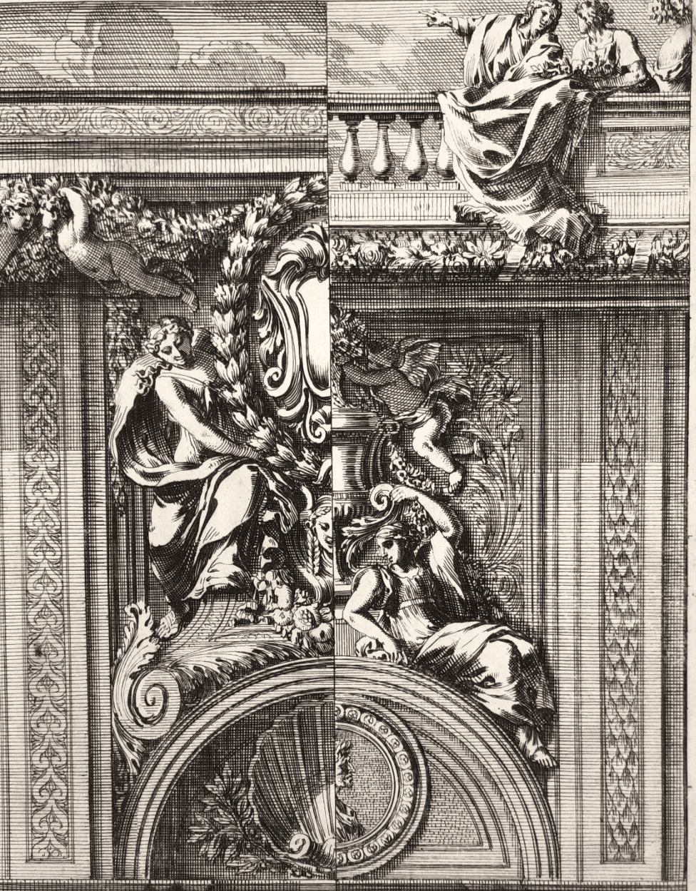 Antique Original Engraving Jean Le Pautre (1618–1682) Etching Architecture image 1