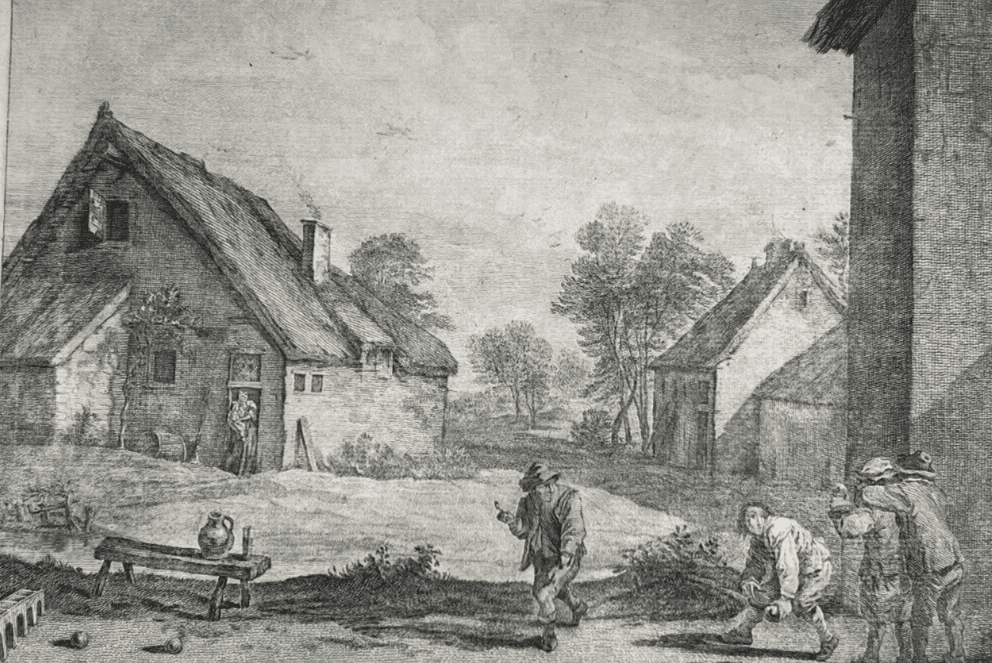 Etching Original David II TENIERS (1610-1690) Landscape, People, House, Village