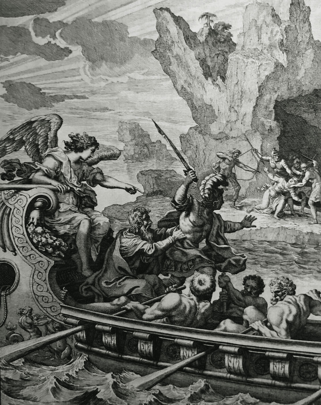 François CHAUVEAU (1613-1676) War, Boat People Etching