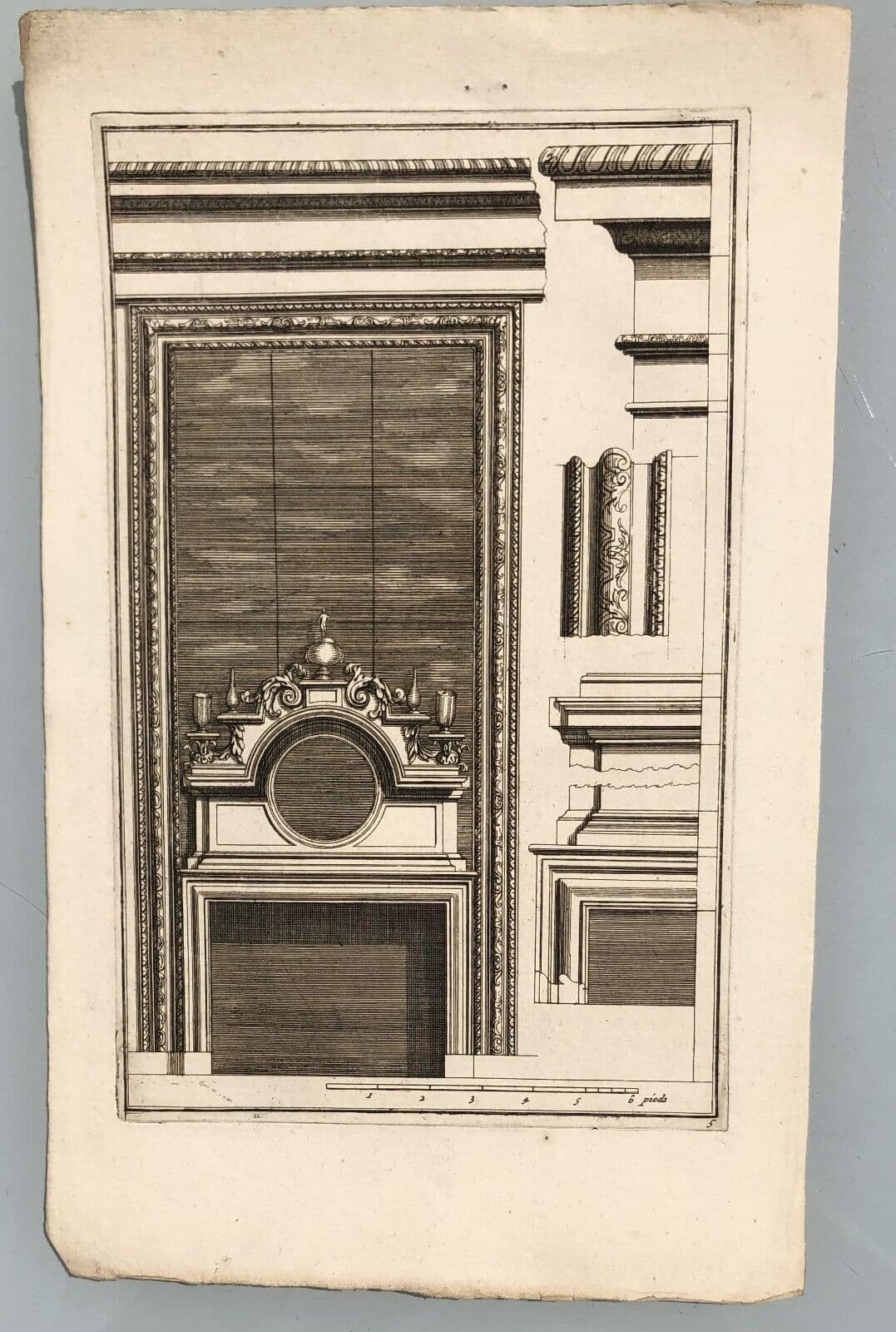 Antique Original Etching Jean LEPAUTRE (1618-1682) Fireplace, Architecture x7 image 5