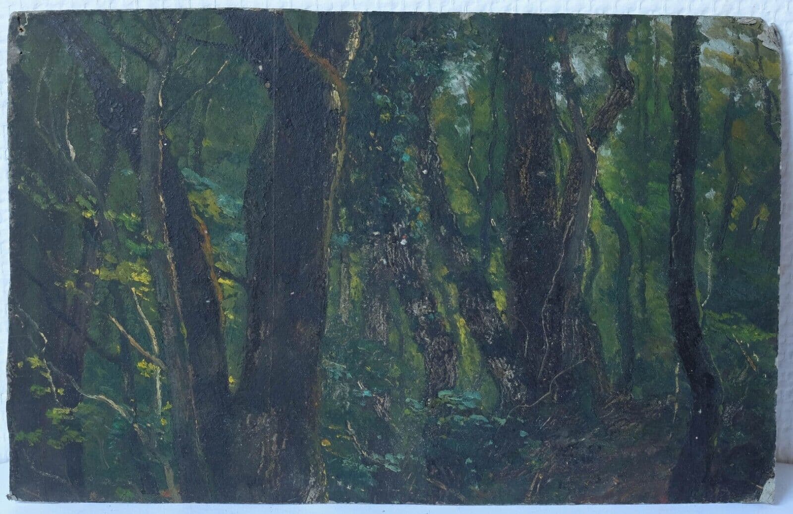 Antique Original Painting Landscape, Trees, Forest 19th century image 5