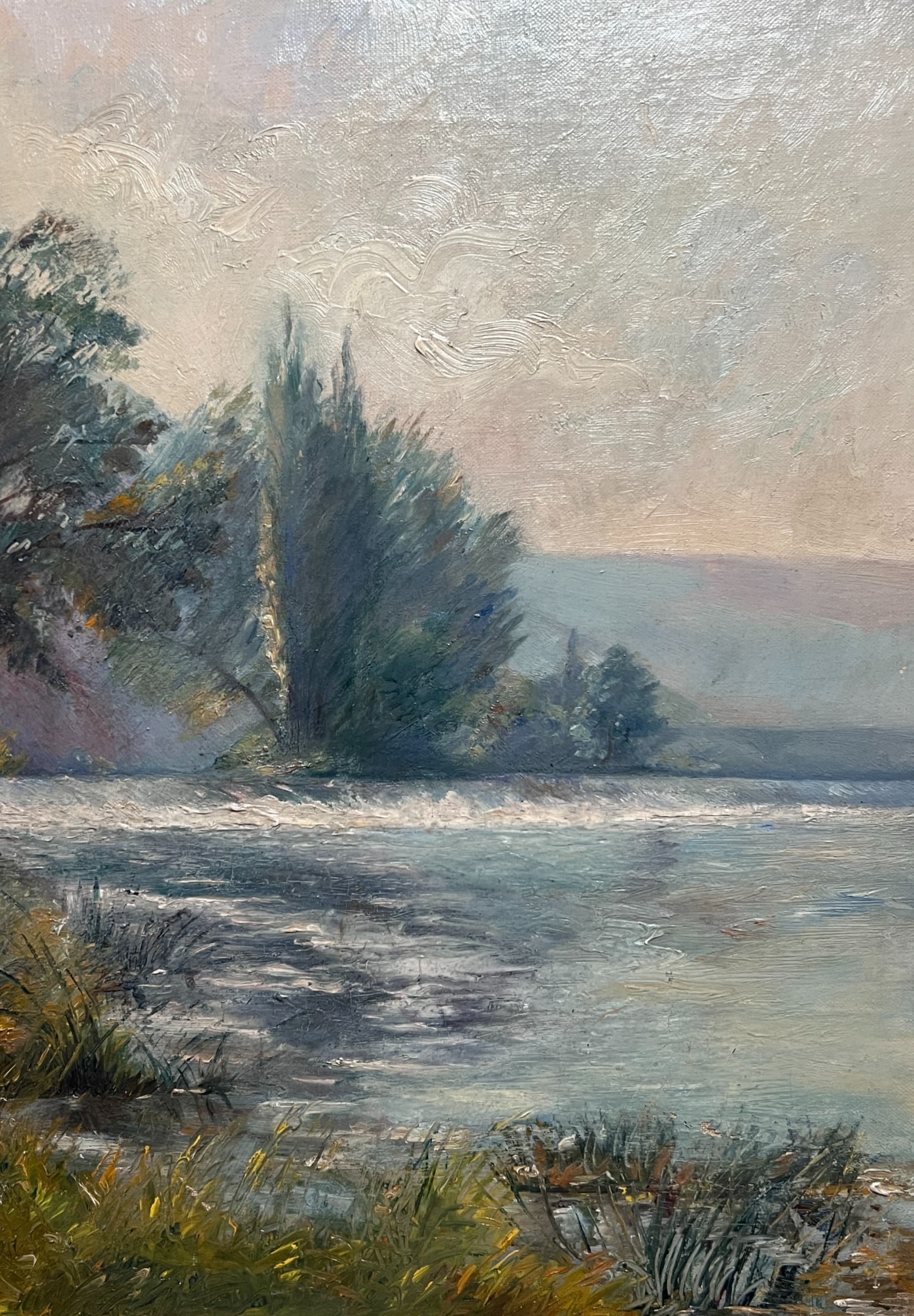 Painting River Waterfall view Landscape