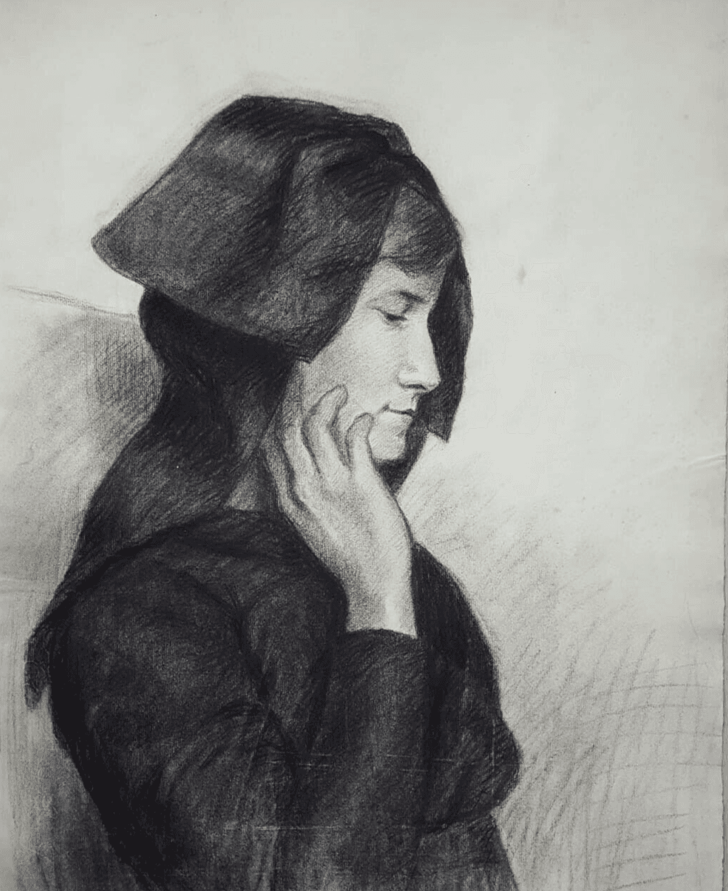Drawing Woman Portrait Profil c. 1910