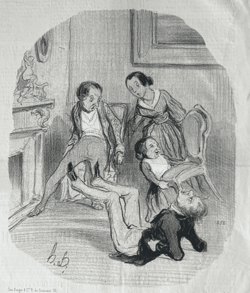Antique Print 19th century Daumier, Moeurs Conjugales, People