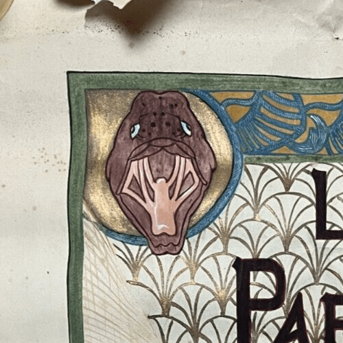 Antique Original Drawing le Parfait Pecheur, Design, Decoration, Perfum, Fishes image 3