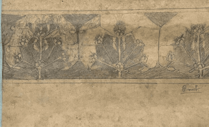 Antique Original Drawing Flowers, Floral, Still Life, Sketch