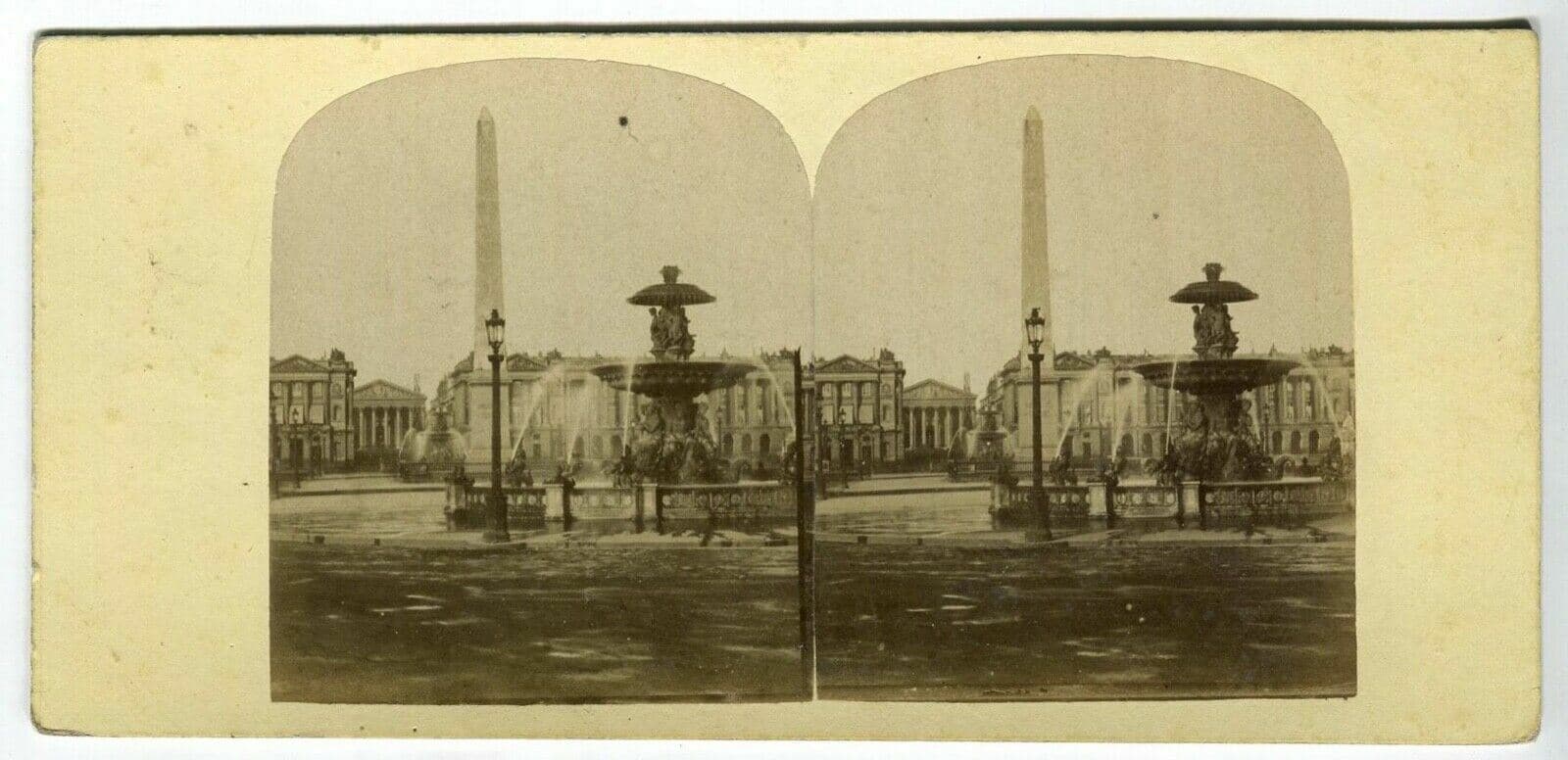Vintage Stereoview - Place Concorde Paris - Lecocq-Frêné - Albumen c. 1860