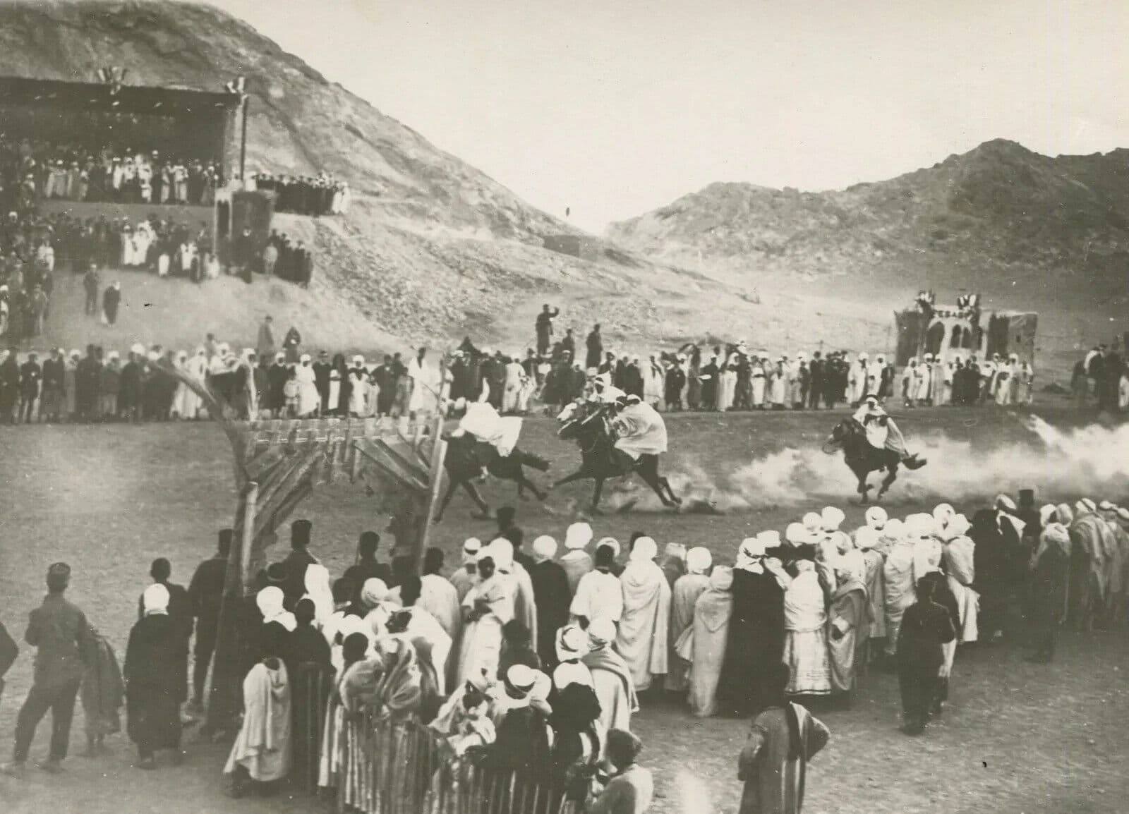 Vintage Original Photograph Biskra, Algeria Horse Race 1920'