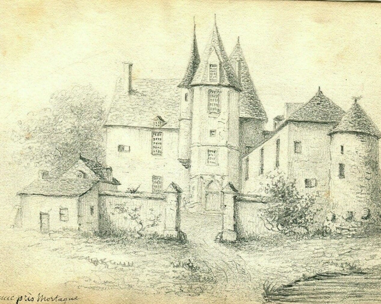 Drawing Mortague Farm Landscape