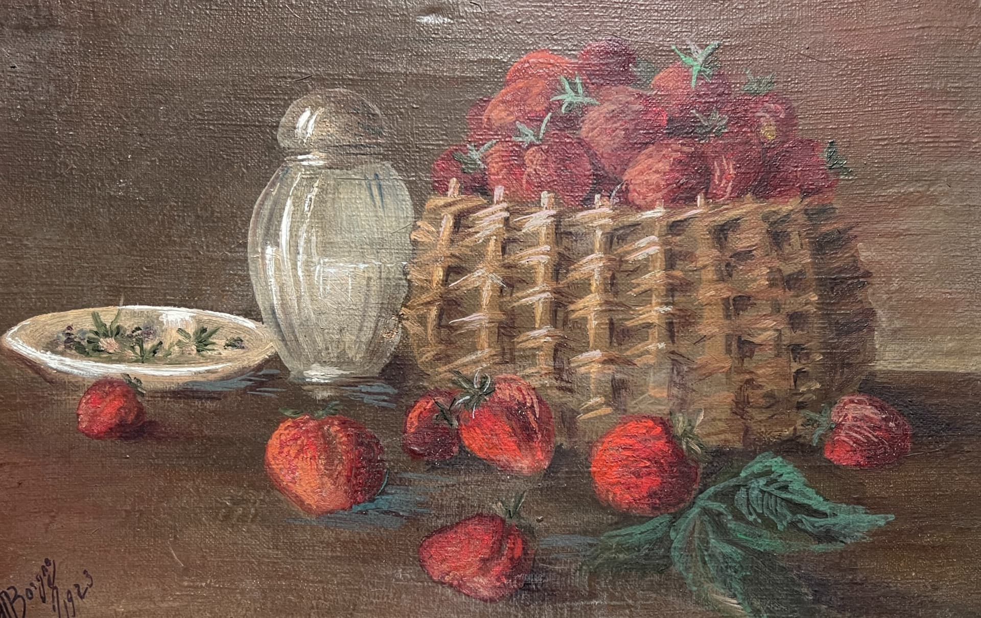 Painting Strawberries Still Life and Sugar Pot