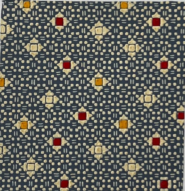 Red/White/Yellow Squares Original Textile Drawing