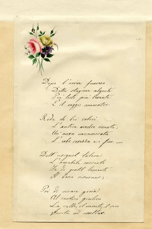 Antique Document Letter Poem Ancient Love Original Smeraldi Oreste