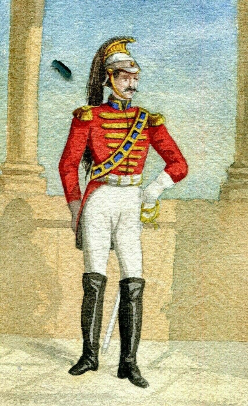Antique Drawing Original Man Portrait Military Uniform