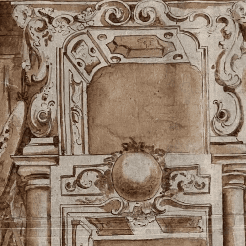 Original Antique Drawing Architecture, Sculpture, Art, Doors 18th century image 6