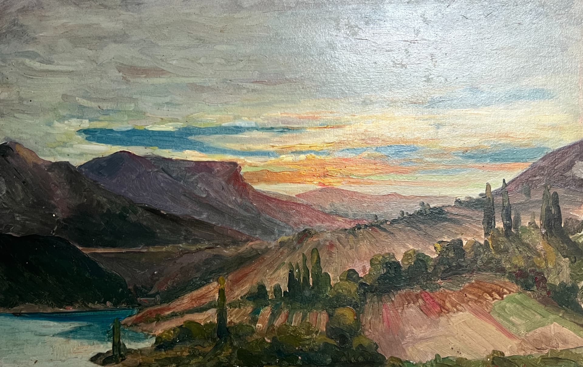 Painting by Maurice Delfieu (1884-1854) Landscape