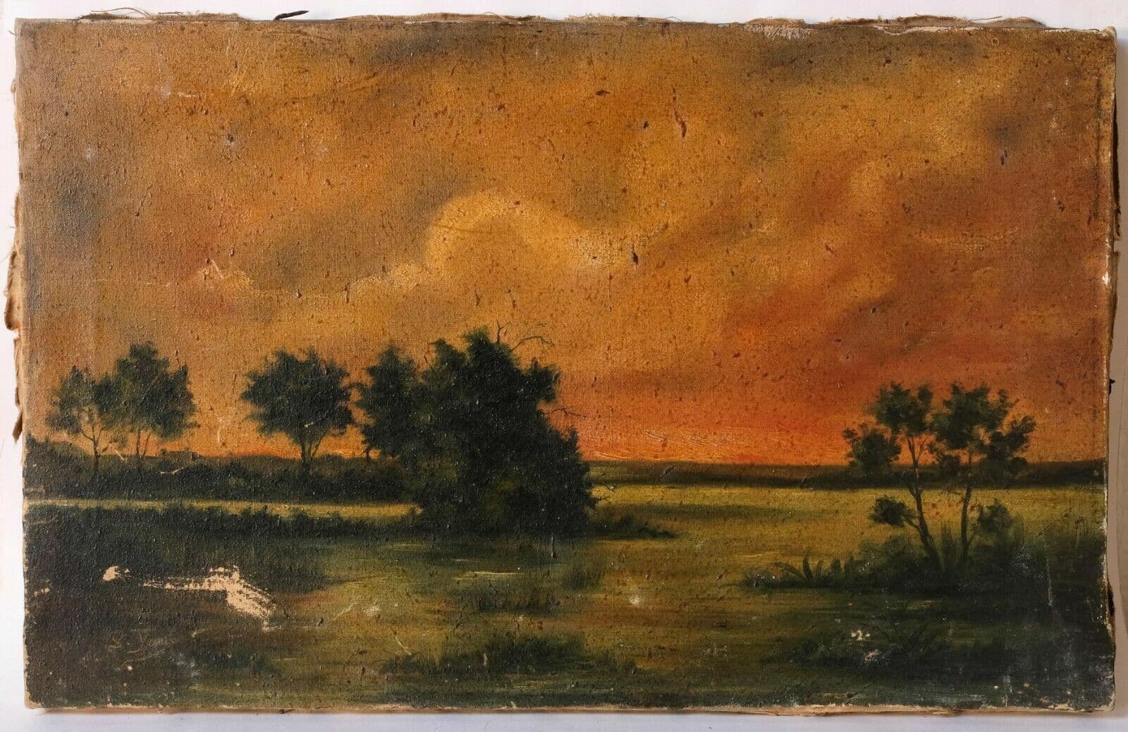 Painting Sunset Tree and River Landscape signed Yon image 2