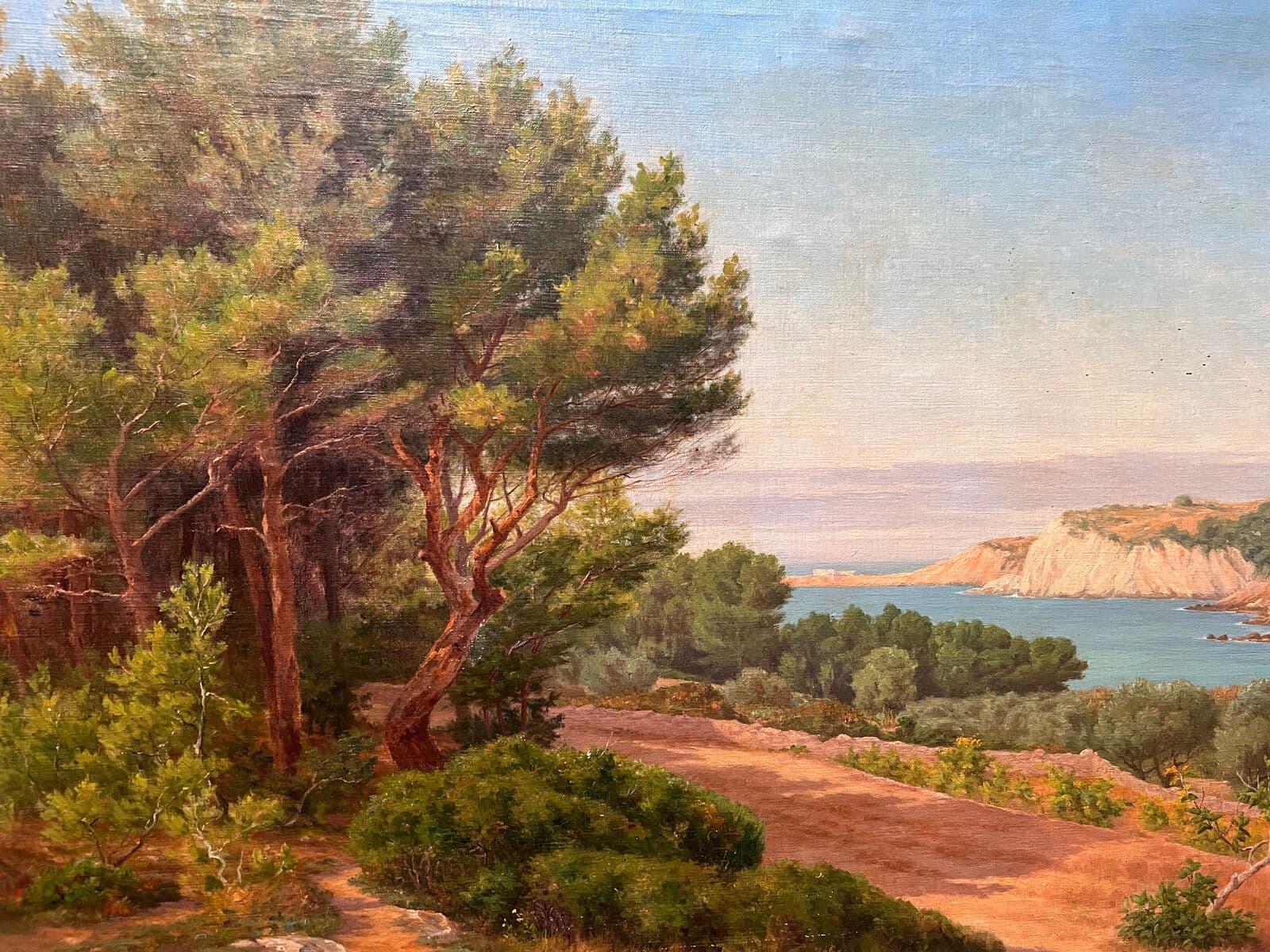 Antique Painting Victor BARJON (1845-1920) Sanary Seaside Summer Landscape