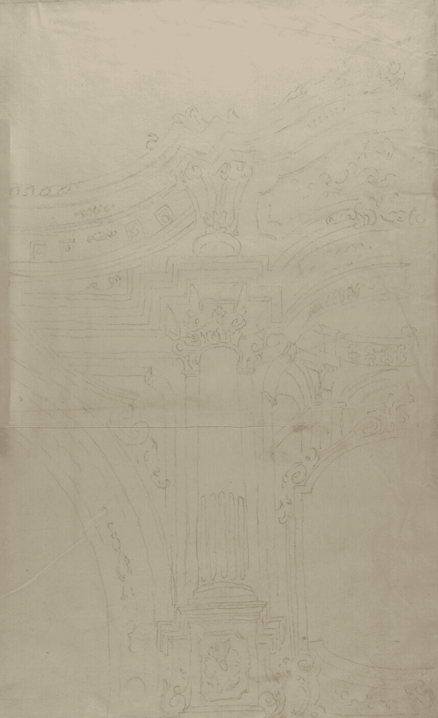 Antique Old Drawing 18th century Original Architecture Decoration Ornamentation